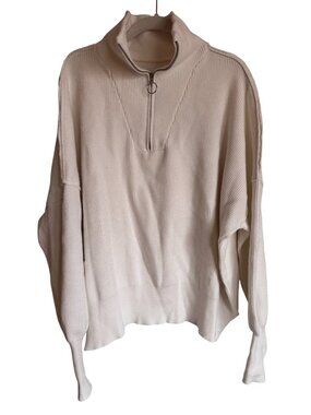 White Quarter Zip Sweater- Sailor Neckline - Women's Large